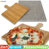 Pizzastein Pizzaschieber Pizzaschaufel Eckig Set Holz Flammkuchen Brotbackstein