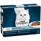 PET-797401 Gourmet Perle Meer Duo (Seefisch & Thunfisch, Lachs & White Fisch, Lachs & Seelachs, (85g)