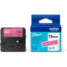 Brother Btag-P35 12mm x 4m weiß auf pink nicht laminiert