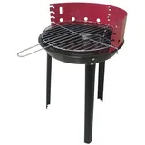 Friesenthal Standgrill Holzkohlegrill – Rundgrill, höhenverstellbarer Grillrost & Windschutz, kompakter Holzkohlegrill für Festivals, Camping &... - Rot/Schwarz