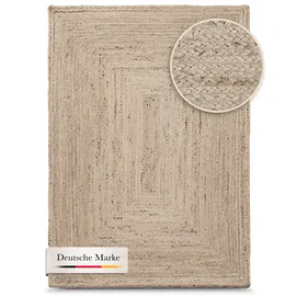 carpetfine Teppich CARPETFINE "Nele Juteteppich Naturfaser", taupe, B:80cm H:6mm L:80cm, Jute, Teppiche, Teppich, geflochtener Wendeteppich aus 100% Jute, quadratisch und als Läufer