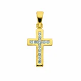 Kettenanhänger ADELIA ́S "Kreuzanhänger 375 Gold ( 9K ) mit Zirkonia", gold, Schmuckanhänger, Damen, mit Zirkonia, Gold, Kettenanhänger, Goldanhänger Kreuz
