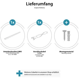 ledscom.de LED Unterbau-Leuchte LIWO 91cm, mit Anschlusskabel, schwenkbar, 1444lm, warmweiß