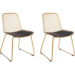 Esszimmerstuhl 2er Set PENSACOLA Metall Gold