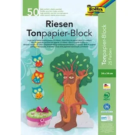 Folia Riesen-Tonpapierblock 24 x 34 cm 50 Blatt 130 g/m2 farbig sortiert