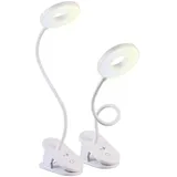 Lunartec 2er-Set Akku-Touch-Leselampe mit Klemmhalterung und Schwanenhals