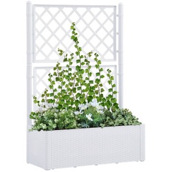 vidaXL Hochbeet Garten-Hochbeet mit Spalier und Selbstbewässerungssystem Weiß (1 St) weiß 100 cm x 142 cm x 43 cm