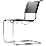 Thonet Freischwinger Chrom Kernleder schwarz