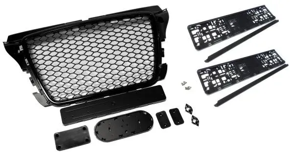 Passend für Audi A3 8P Facelift Wabengrill Front Grill Kennzeichenhalter 08-13