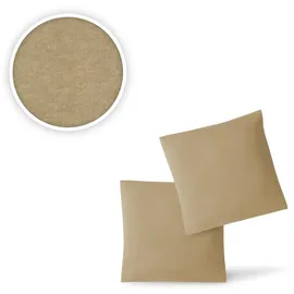 EXKLUSIV HEIMTEXTIL Jersey Kissenbezug Hülle 2 Sparpack Set mit Reißverschluss hochwertige Qualität 80 x 80 cm sand