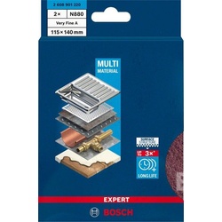 Bosch Professional Expert N880 Vliespad zum Handschleifen, 115 x 140 mm, Allzweck, 2-tlg. (2608901220)