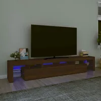 SECOLI tv Schrank led 230cm TV Lowboard mit LED TV Board Fernsehschrank TV-Schrank TV-Kommode tv Bank tv Möbel Sideboard für Wohnzimmer Schlafzimmer Möbel-Braune Eiche-230 x 36.5 x 40 cm