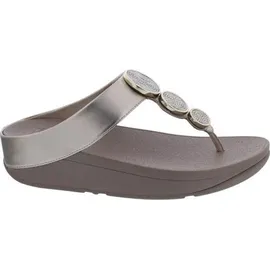 FitFlop Halo Bead-Circle Metallic Toe-Post Sandals Metallic Light Beige, 40 EU