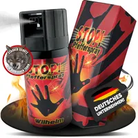 1 x Wilhelm Pfefferspray 40 ml Tierabwehr Selbstverteidigung CS KO Spray hochdosiert (ca. 2 Mio. Scoville) effektives Verteidigungsspray