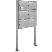 AL Briefkastensysteme Standbriefkasten 5 Fach Edelstahl Silber