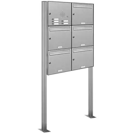 AL Briefkastensysteme Standbriefkasten 5 Fach Edelstahl Silber