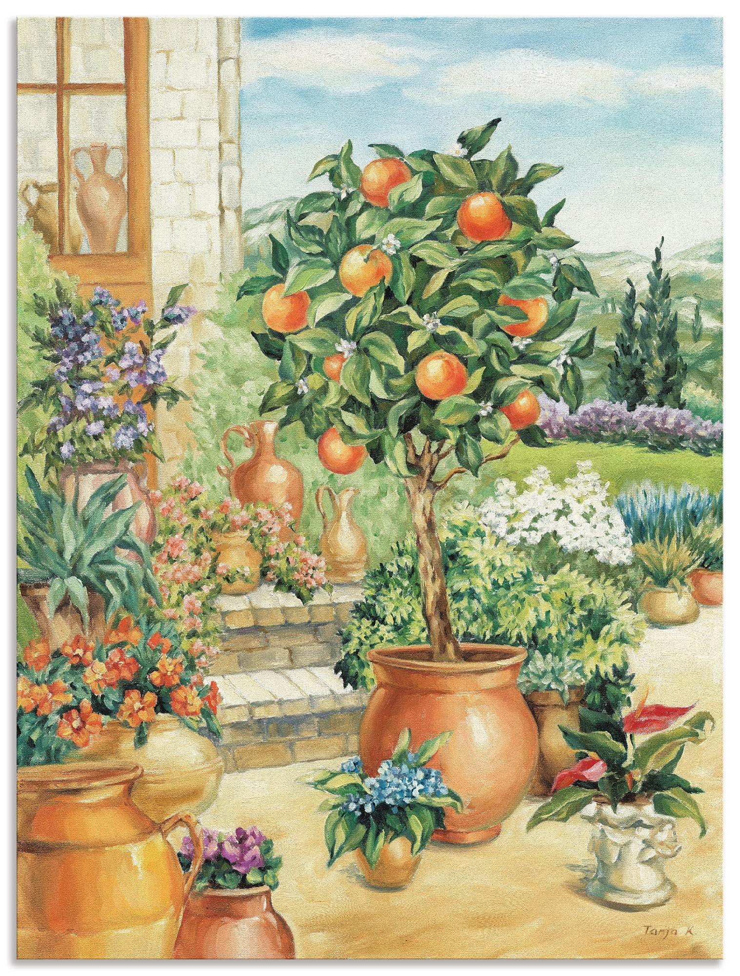 ARTland Wandbild Alu Verbundplatte für Innen & Outdoor Bild 30 x 40 cm Landschaften Garten Malerei Grün A6YA Orangenbaum