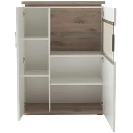 Uno Highboard 90 x 124 x 38 cm Holzfarben / Weiß