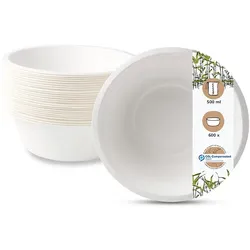 BIOZOYG 600 Stück Schale aus Zuckerrohr 500ml - Einwegschale für Salate, Bowls, Suppen, Eintöpfe - Runde Zuckerrohrschale - biologisch abbaubar