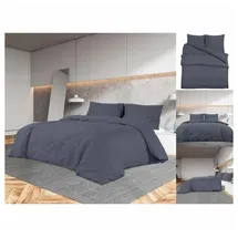 vidaXL Bettwäsche-Set Anthrazit 220 x 240 cm + 2 x 80 x 80 cm