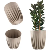Kadax Blumentopf aus Kunststoff mit Naturmaterialien, 25 cm, Latte