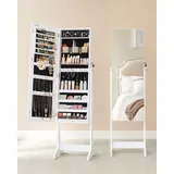 SONGMICS Schmuckschrank Spiegelschrank stehend 2 Organizern, abschließbar - Weiß