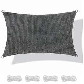 yourGEAR Sonnensegel HDPE Tarp in 7 Größen 2,5 x 2,5 | 4 | 5m, 3 x 3 | 4 | 5m, 4 x 5m Haus-Markise rechteckiger o. quadratischer UV Sonnenschutz Wind- und wasserdurchlässig grau [3x5m]