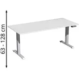 Geramöbel Schreibtisch Elevate Plus, elektrisch höhenverstellbar, HxBxT 630-1.280 x 1.800 x 800 mm, lichtgrau/silber