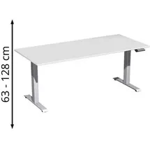 Geramöbel Schreibtisch Elevate Plus, elektrisch höhenverstellbar, HxBxT 630-1.280 x 1.800 x 800 mm, lichtgrau/silber
