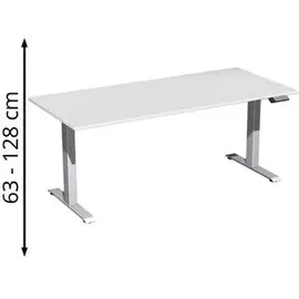 Geramöbel Schreibtisch Elevate Plus, elektrisch höhenverstellbar, HxBxT 630-1.280 x 1.800 x 800 mm, lichtgrau/silber