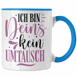 Trendation Tasse Trendation – Tasse für Freund Geschenk mit Sprüchen Valentinstag Kaffeetasse Spruch Ich Bin Deins blau