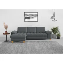 sit&more Ecksofa SIT & MORE "Westham L-Form", grau, B:275cm H:88cm T:172cm, 100% Polyester, Sofas, Ecksofa, mit Recamiere, mit oder ohne Bettfunktion, Bettkasten, Füße Eiche