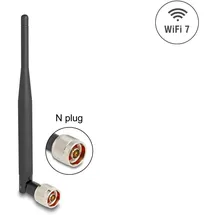 DeLock WiFi 7 Antenne N Stecker 2 3 dBi 20,6 cm omnidirektional mit Kippgelenk und