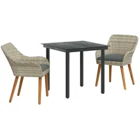 VidaXL Essgruppe Hellgrau Poly Rattan