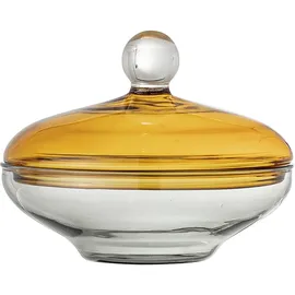 Bloomingville Behälter Danni flach aus Glas, 180 ml, Ø12xH9 cm, gelb