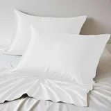 LINENWALAS Kissenbezug 80x80 Bambus, 2er-Set, 100% Bambus Weiche Kissenbezüge aus Bambusseide für Haar und Haut, kühlende Kissenbezüge (80 x 80 cm, Weiß)