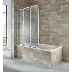 Badewannenaufsatz WELLTIME "Nassau", silber (alufarben), B:120cm H:140cm, Duschwände, Badewannenfaltwand, Spritzschutzwand für Badewanne, Glaswand