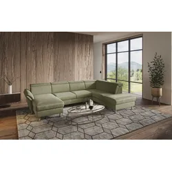 Wohnlandschaft HOME AFFAIRE "Calypso U-Form", grün, B:334cm H:85cm T:227cm, 100%Polyester, Sofas, wahlweise mit motorischer Relaxfunktion