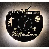 Designbysh Fußball Fan LED Wanduhr Hoffenheim Fanartikel Wanduhr Geschenk Fußballfan