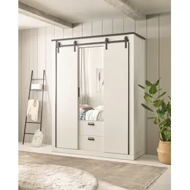 furn.design Kleiderschrank 3-türig 162 x 209 cm Pinie weiß anthrazit