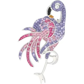 Brosche VIVANCE "Flamingo", silber (silber 925), Broschen, Damen, Silber 925 (Sterlingsilber), mit Swarovski-Elements