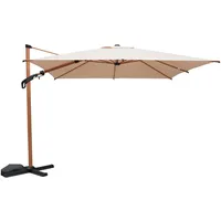 Sweeek - Rechteckiger Ampelschirm 3x4 m Mast mit Holzoptik