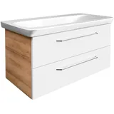 Fackelmann Waschbeckenunterschrank Milano 2 Schubladen 100 x 49,5 x 48 cm Weiß