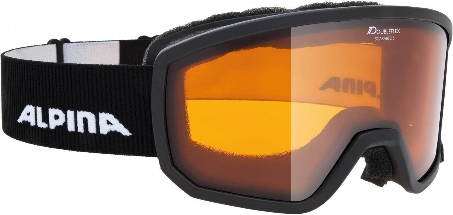 ALPINA SCARABEO S - Beschlagfreie, Extrem Robuste & Bruchsichere OTG Skibrille Mit 100% UV-Schutz Für Erwachsene, black, One Size
