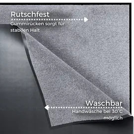 HANSE HOME Waschbare In- & Outdoor Fußmatte Uni einfarbig Fußabtreter Schmutzfangmatte Türmatte Schmutzfänger Eingangsteppich Anti-Rutsch Größen, 90x150 cm, Silbergrau