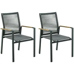 Stapelstuhl DAVINA 2er Set: Modern, platzsparend, Teakholzarmlehnen