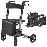 Juskys Aluminium Rollator Vital mit Sitz Schwarz