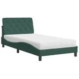 vidaXL Bett mit Matratze Dunkelgrün 100x200 cm Samt