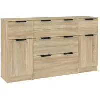 vidaXL 3-tlg. Sideboard-Set Sonoma-Eiche Holzwerkstoff