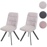 2er-Set Esszimmerstuhl HWC-J69, Küchenstuhl Stuhl, drehbar Auto-Position, Samt ~ creme-beige
